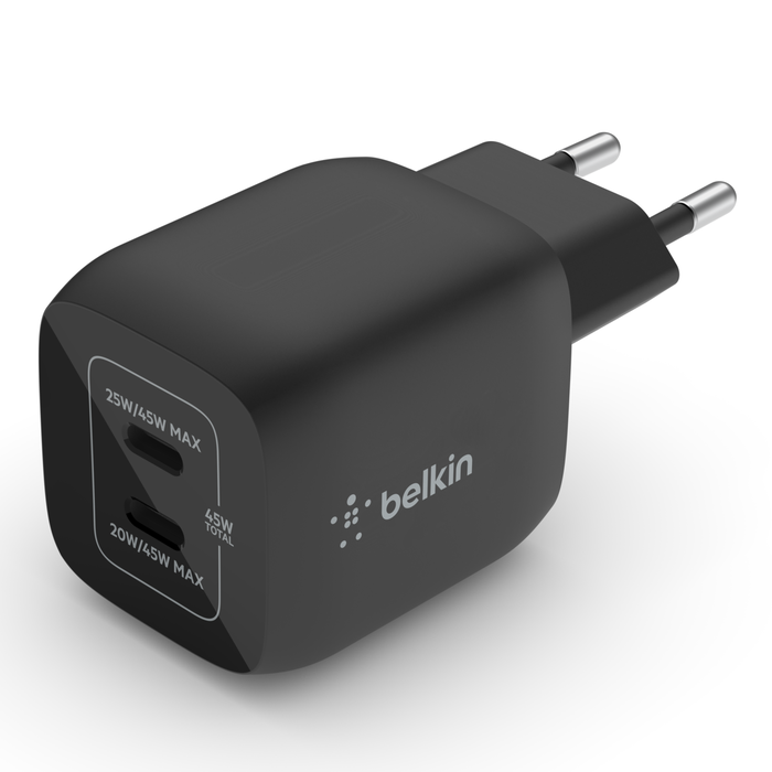 Chargeur secteur double port USB-C® GaN avec technologie PPS 45 W, Noir, hi-res